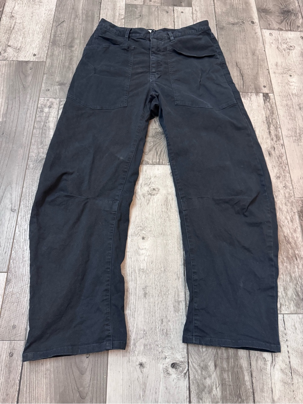Nili Lotan Shon Pants Womens Black Wide Leg Crop Baggy Barrel High Rise USA 00